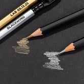 Blackwing Lab 05.13.25 Pencils in metallic gold and silver, demonstrated on black paper